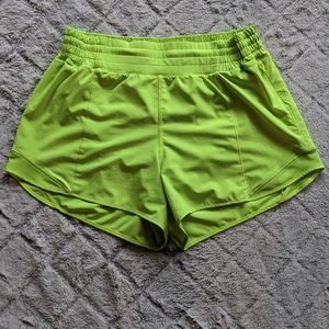 Lululemon Hotty Hot High Rise Short Women’s 10 Lined Neon Yellow Green